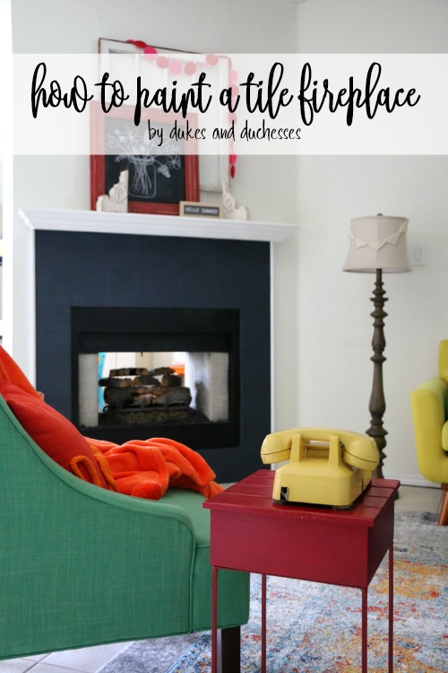 how to paint a tile fireplace