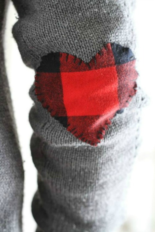 flannel heart elbow patches