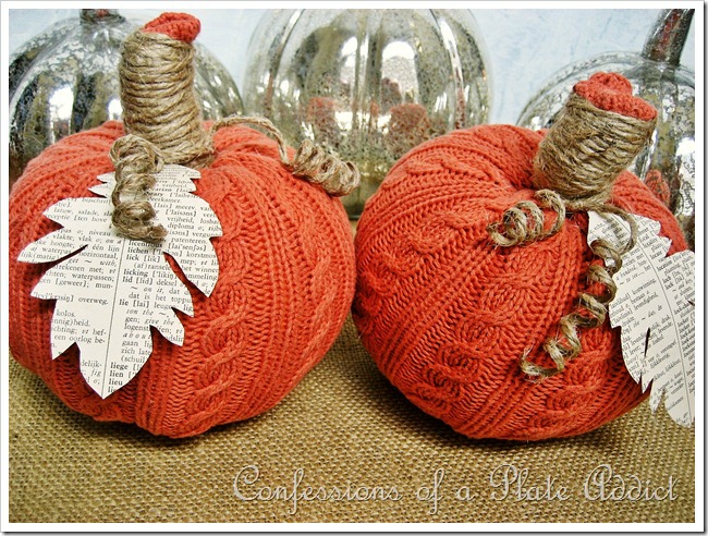 repurposed sweater pumpkins