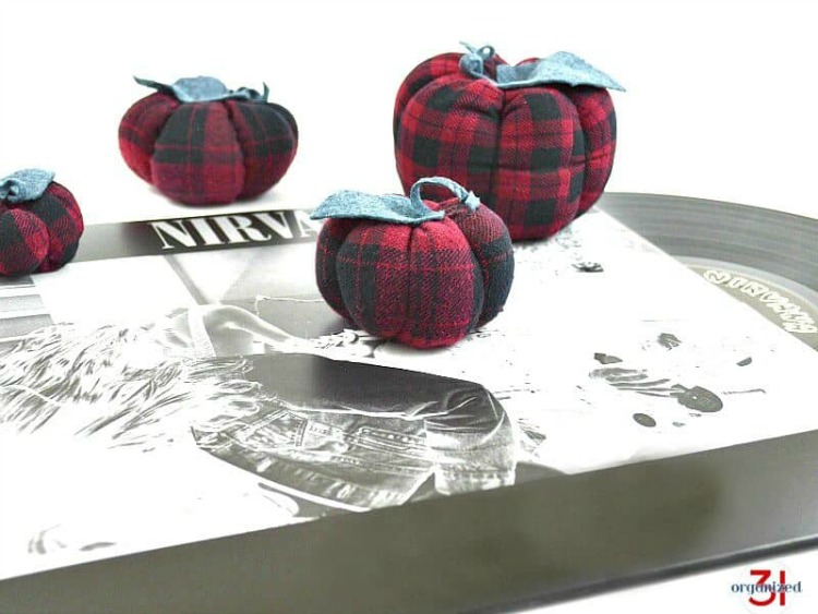 upcycled flannel fabric pumpkin