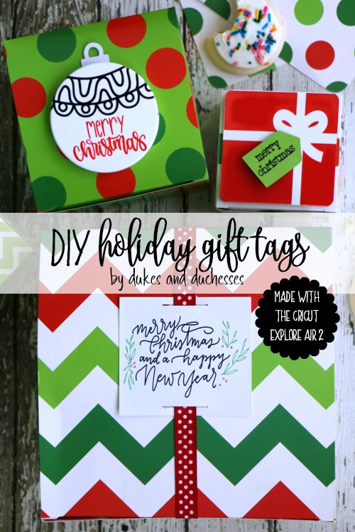 DIY holiday gift tags made with the cricut explore air 2