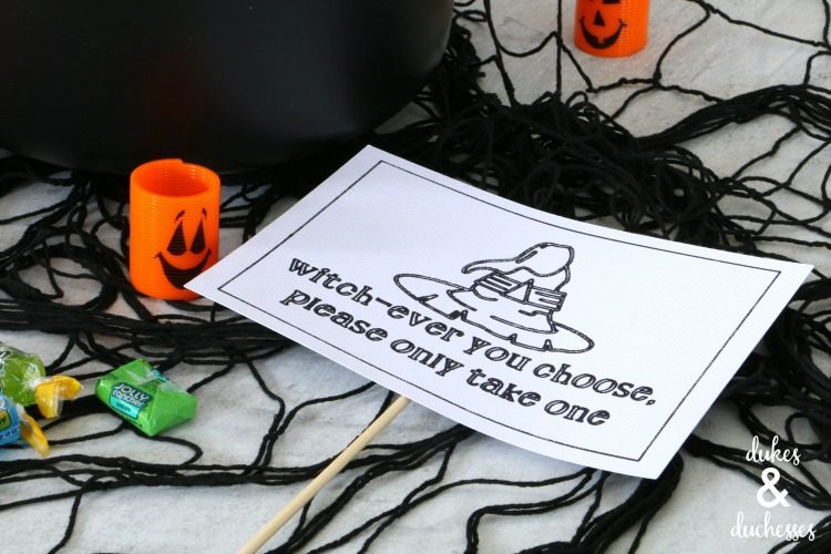 halloween sign for candy bucket