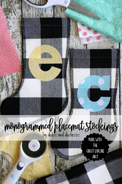 monogrammed placemat stockings made with the cricut explore air 2