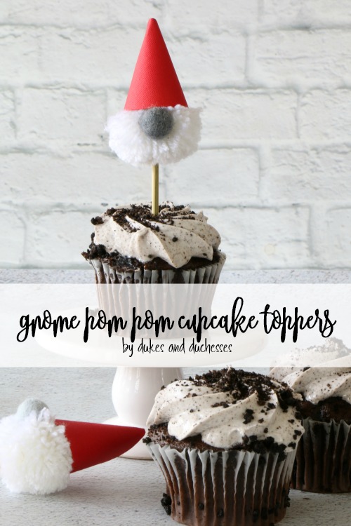 gnome pom pom cupcake toppers
