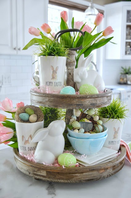 easter tiered tray